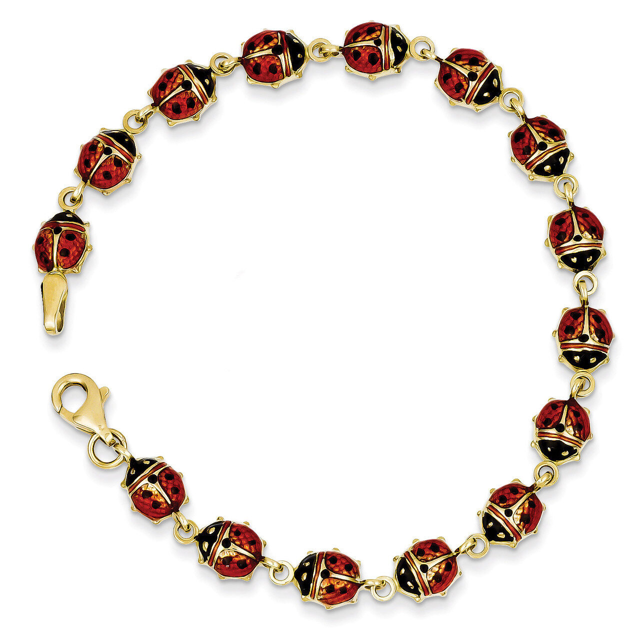 Enamel &amp; Resin Ladybug Bracelet 7 Inch 14k Gold SF1518-7