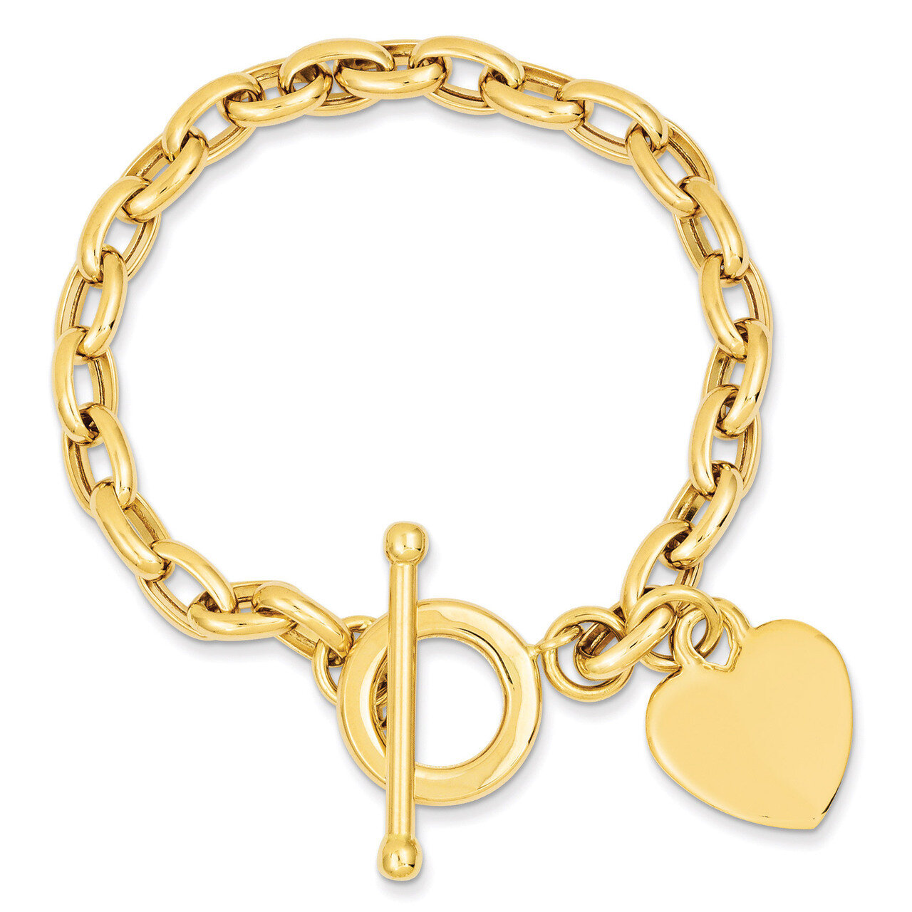 Heart Charm Bracelet 7.5 Inch 14k Gold SF153-7.5