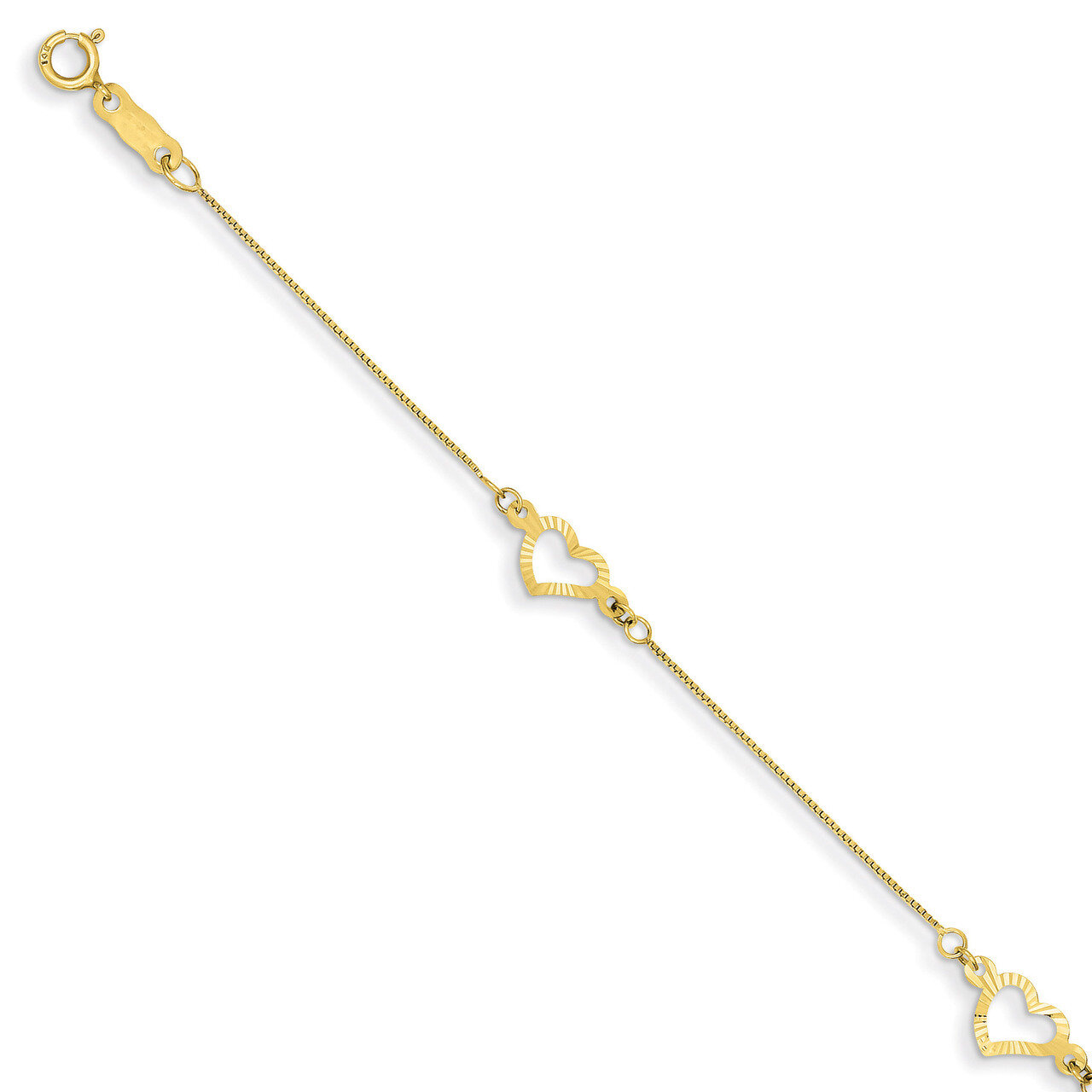 Fancy Heart Bracelet 7.25 Inch 14k Gold SF1578-7.25