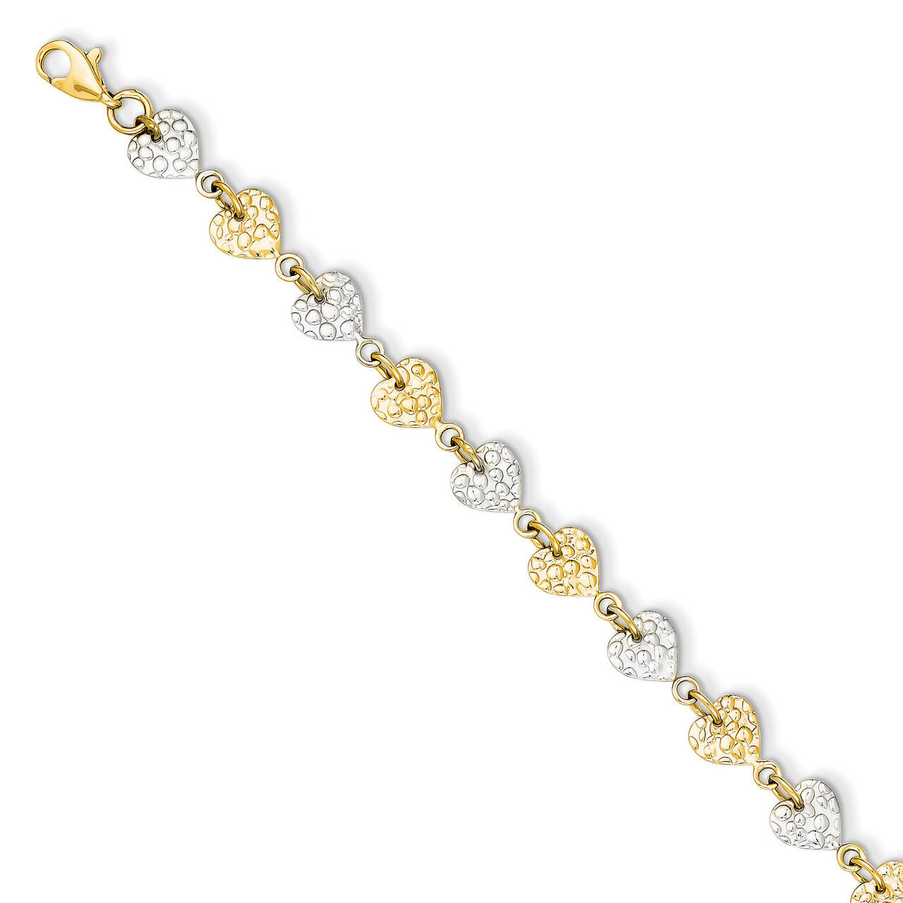 Hammered Hearts Bracelet 7 Inch 14k Two-Tone Gold SF1582-7