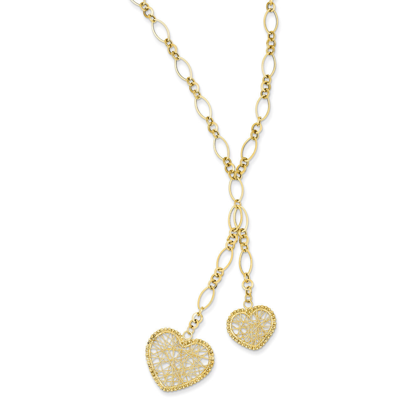 Adjustable Heart Drop Necklace 16 Inch 14k Gold SF1720-16