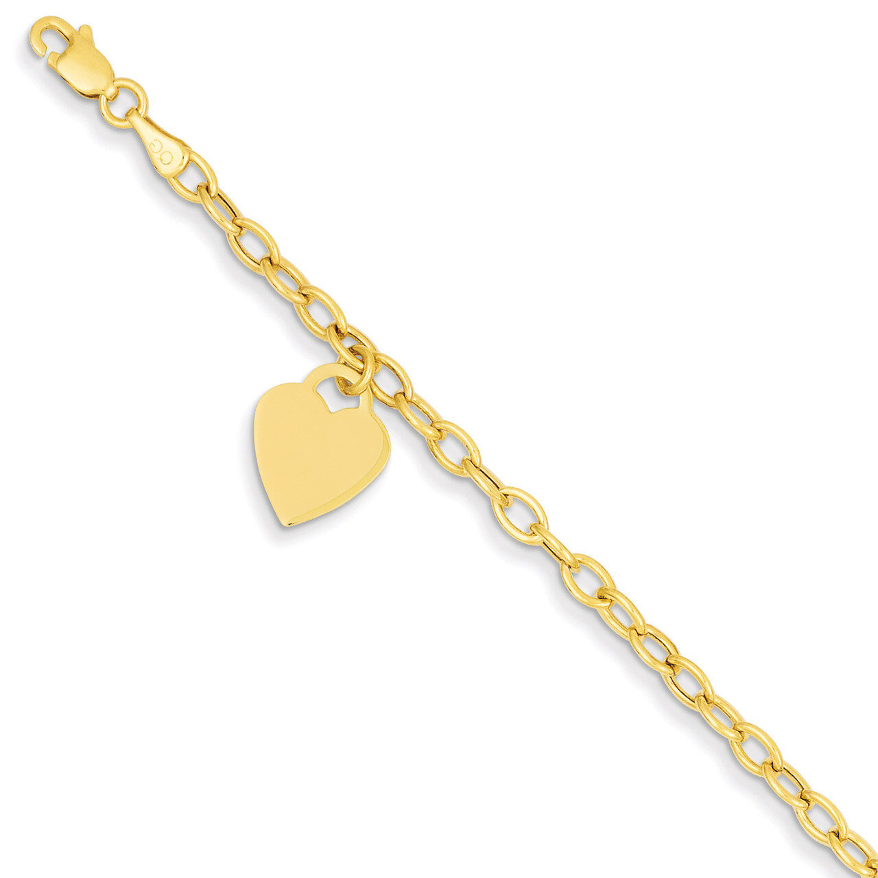 Dangle Heart Bracelet 7.5 Inch 14k Gold SF1822-7.5