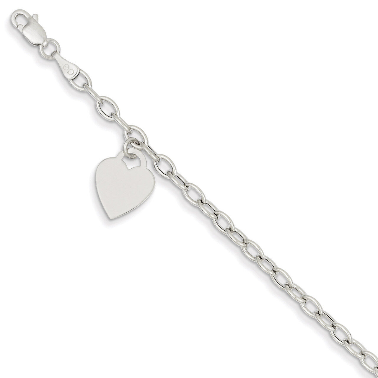 Dangle Heart Bracelet 7.5 Inch 14k White Gold SF1823-7.5