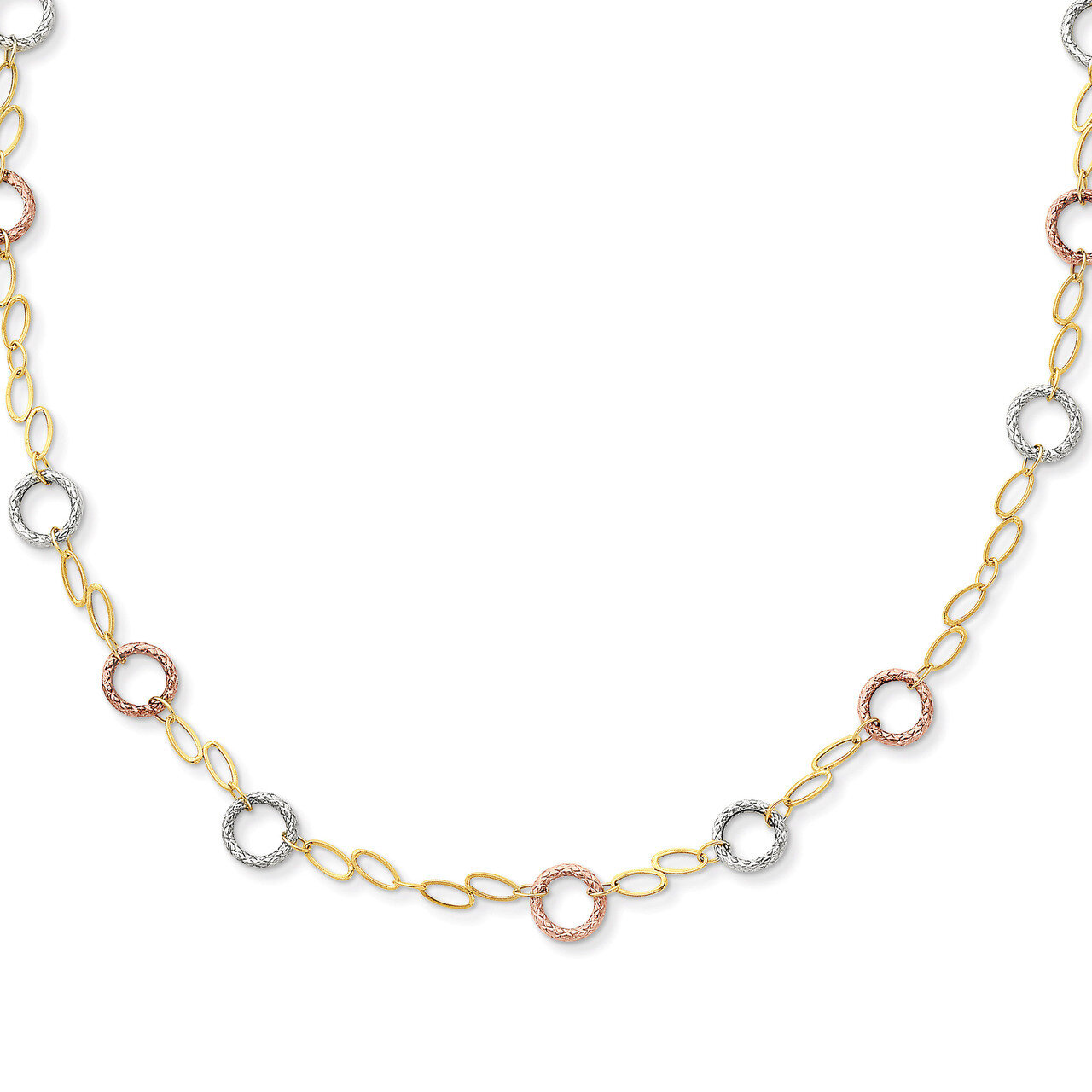 Circles Necklace 18 Inch 14k Tri-Color Gold SF1840-18