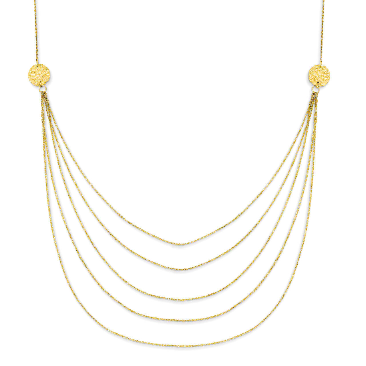 Five Strand Necklace 18 Inch 14k Gold SF1862-18