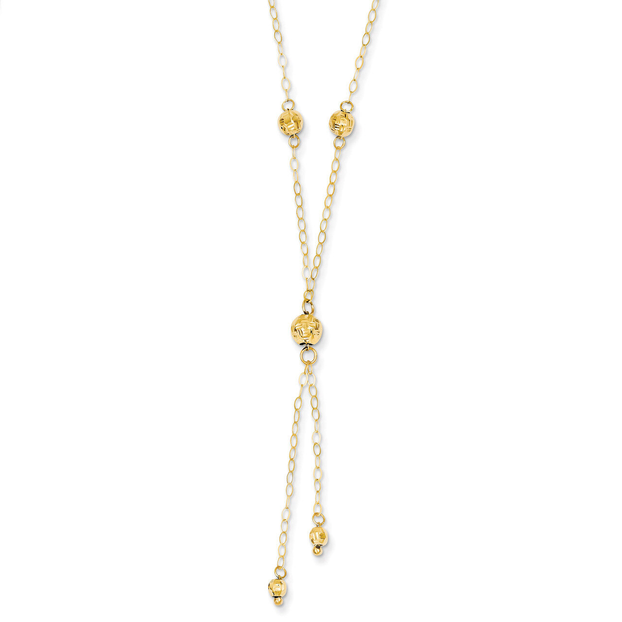 Bead Lariat with 2in ext Necklace 16 Inch 14k Gold SF1890-16