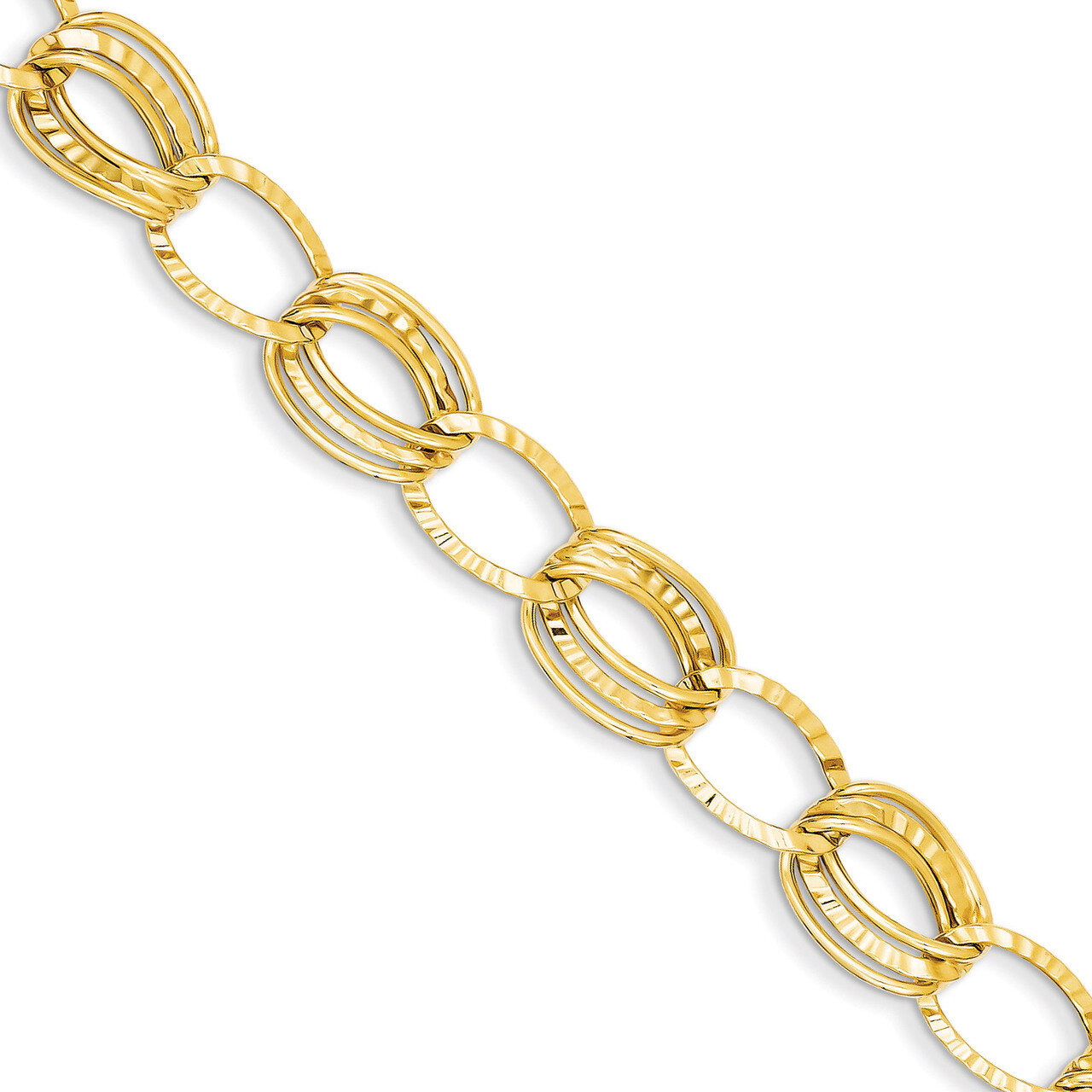 Hollow with Extension Bracelet 7.5 Inch 14k Gold Polished and Textured SF1926-7.5