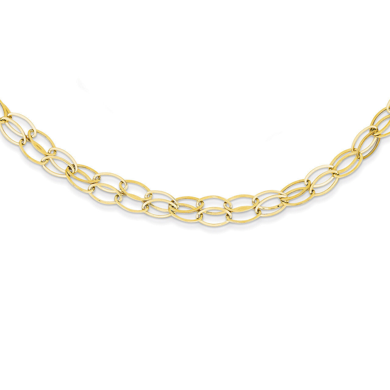 Double Strand Oval Links with 2in Ext Necklace 18 Inch 14k Gold SF1998-18