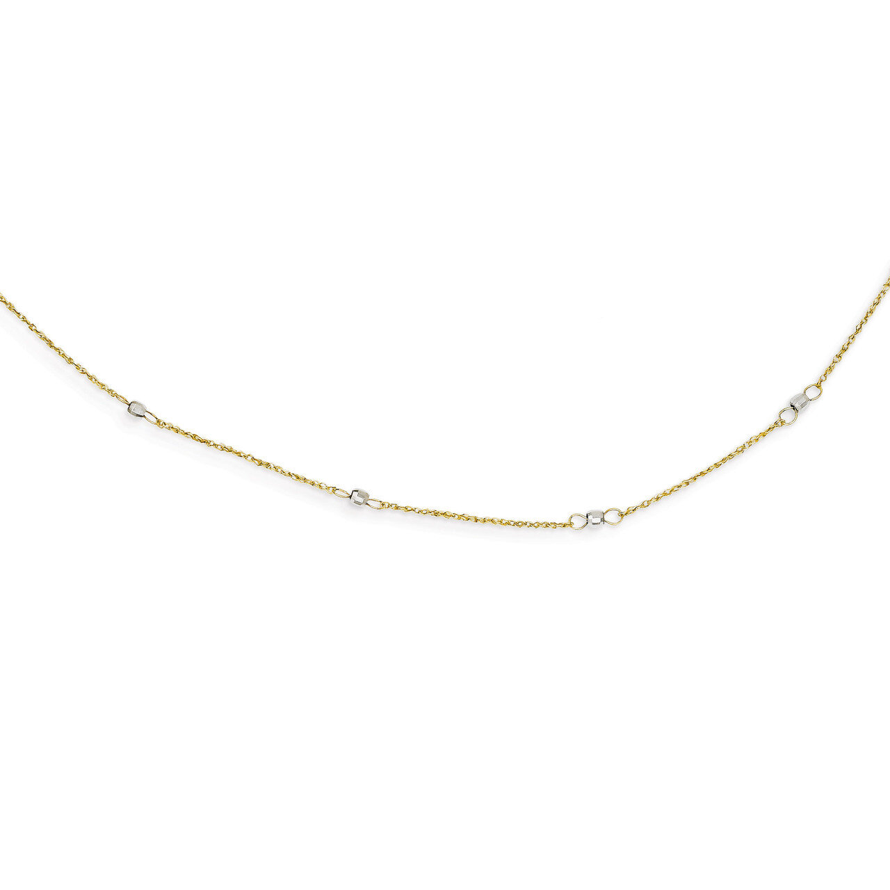 Ropa Mirror Bead with 2in Ext Necklace 16 Inch 14k Two-Tone Gold SF2002-16