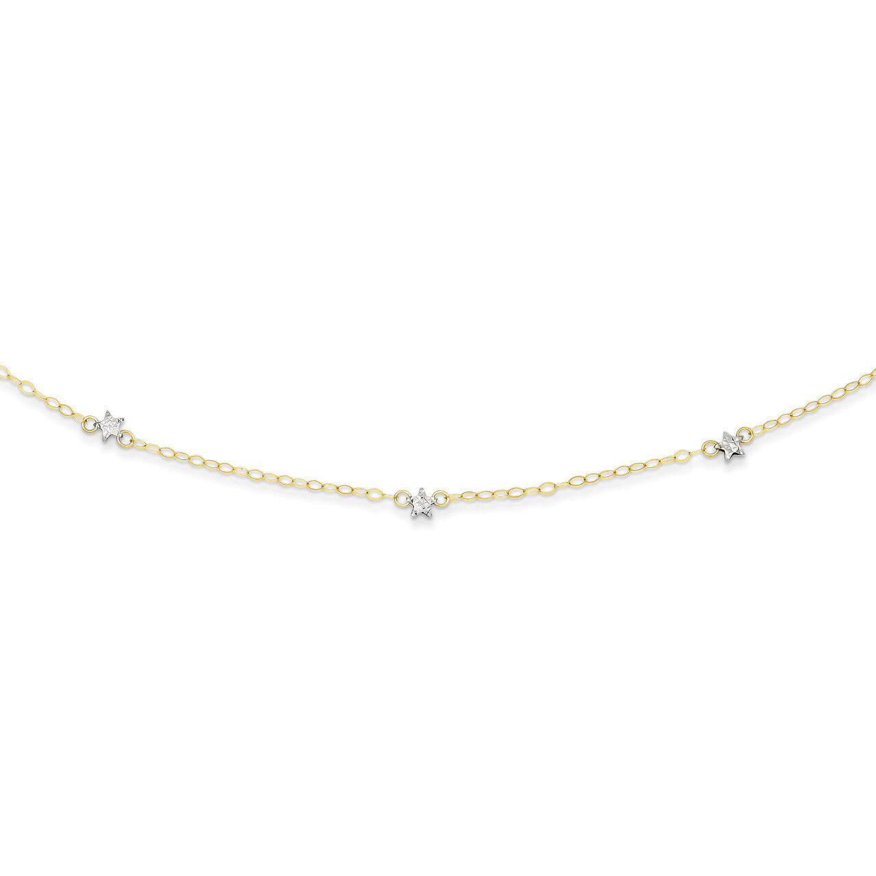 Oval Chain Diamond Cut Dots with 2in Ext Necklace 16 Inch 14k Two-Tone Gold SF2011-16, MPN: SF2011-…