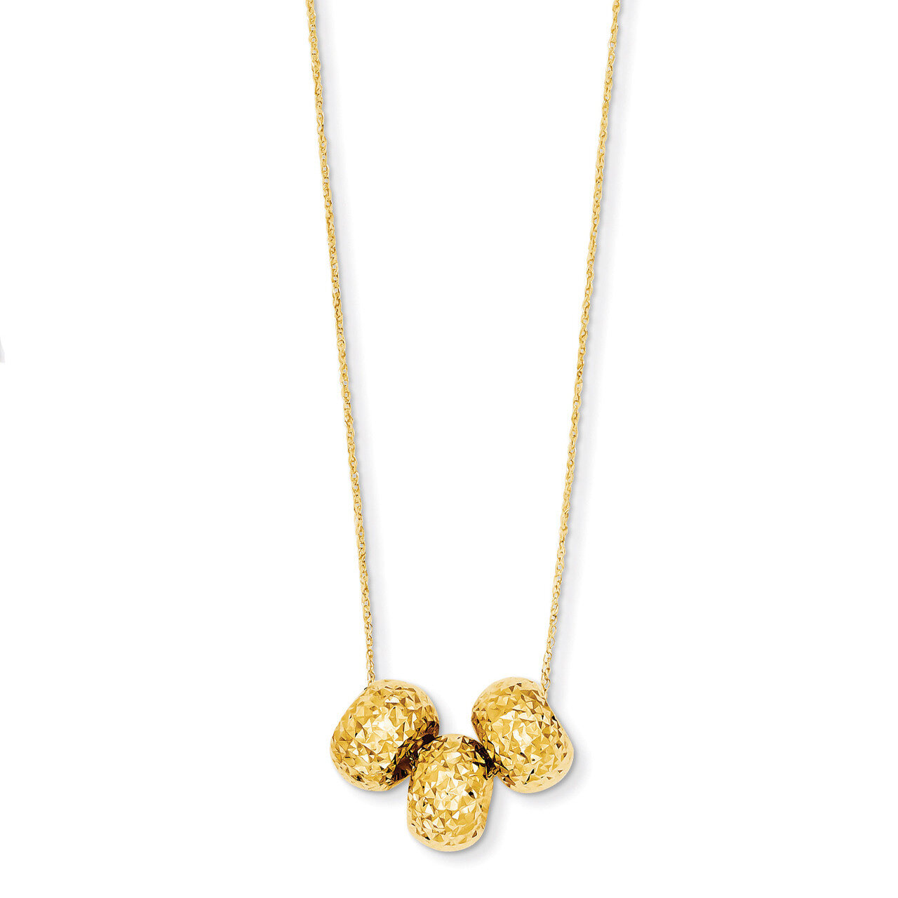 RopDiamond Cut Beads with 2in Ext Necklace 16 Inch 14k Gold SF2055-16, MPN: SF2055-16, 886774622996
