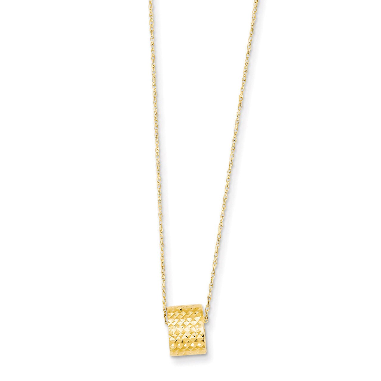 Rope Chain with Barrel Bead with 2in Extension Necklace 16 Inch 14k Gold SF2061-16