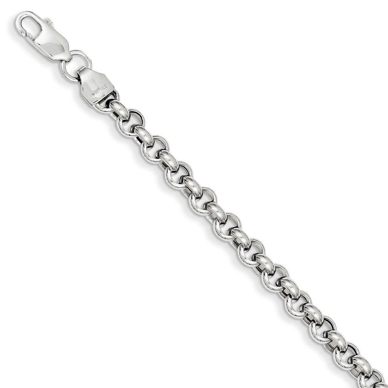 4.75mm Polished Fancy Rolo Link Bracelet 8.5 Inch 14k White Gold SF403-8.5