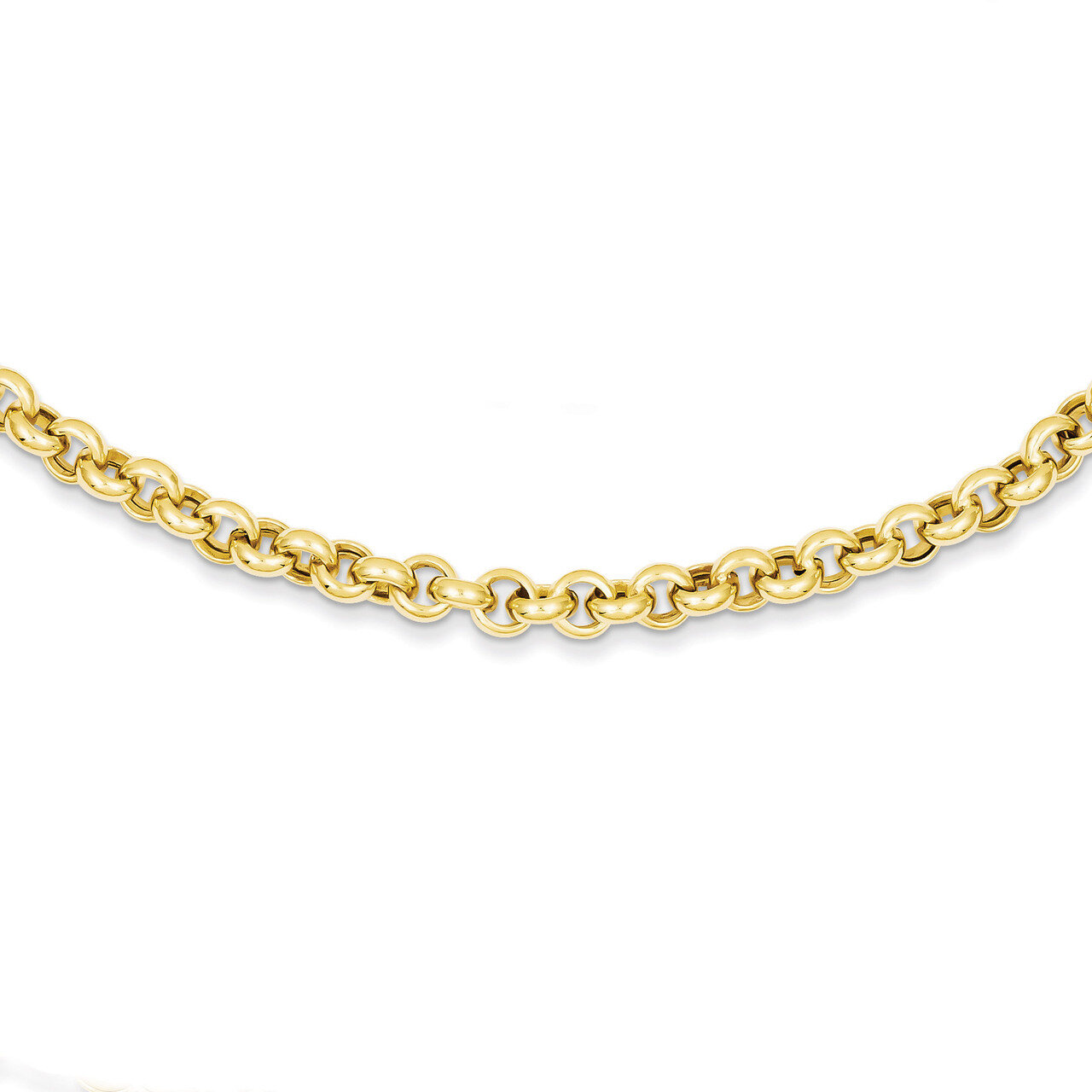 5mm Polished Fancy Rolo Link Necklace 18 Inch 14k Gold SF417-18