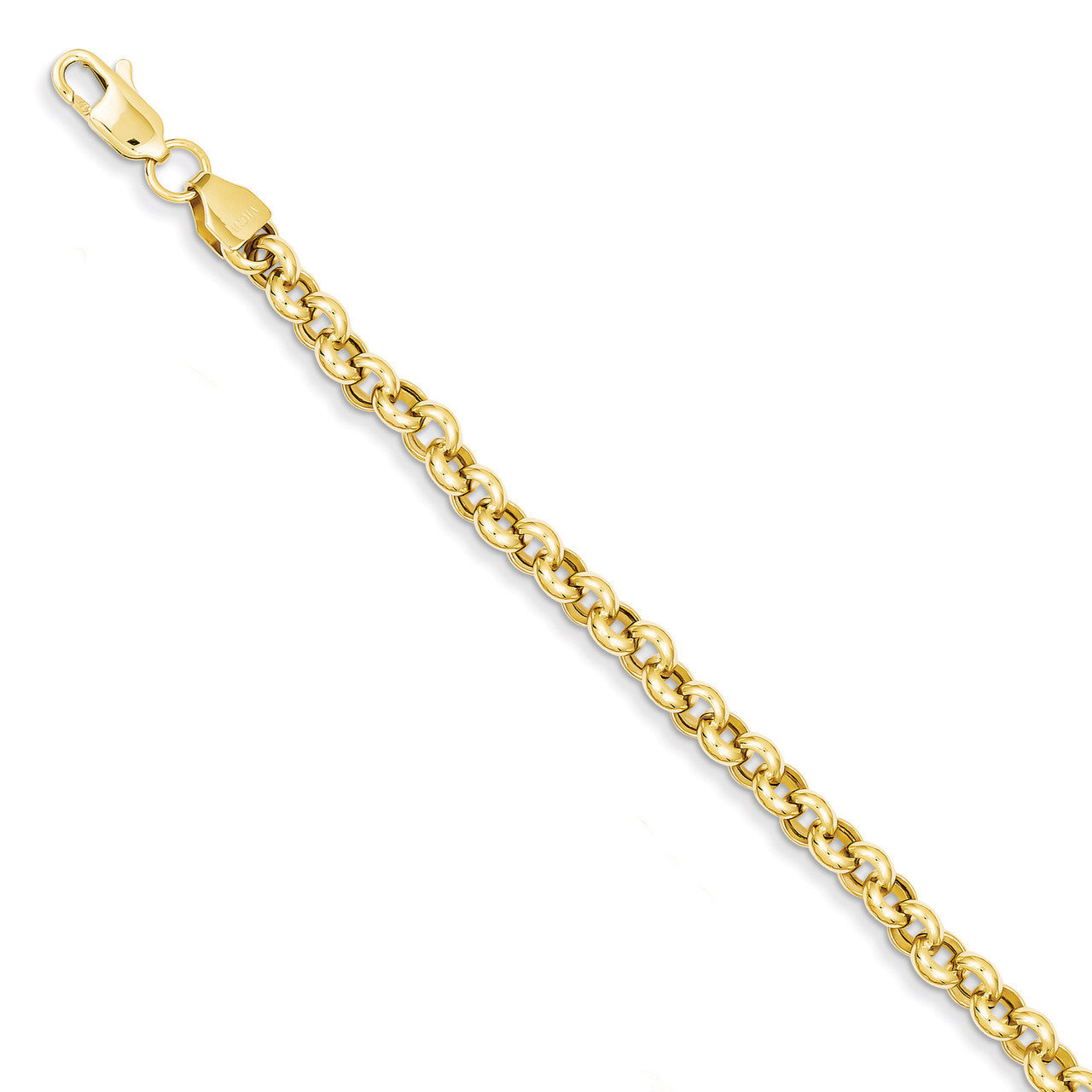 5mm Polished Fancy Rolo Link Bracelet 7.5 Inch 14k Gold SF417-7.5
