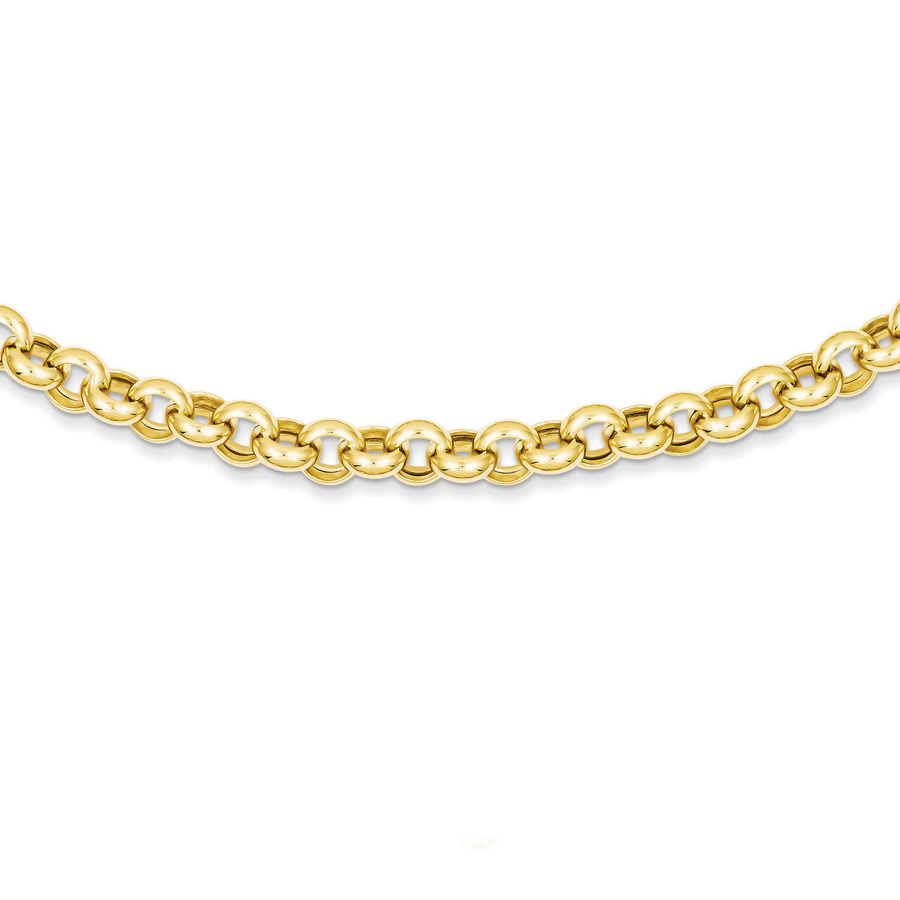 7mm Polished Fancy Rolo Link Necklace 18 Inch 14k Gold SF419-18
