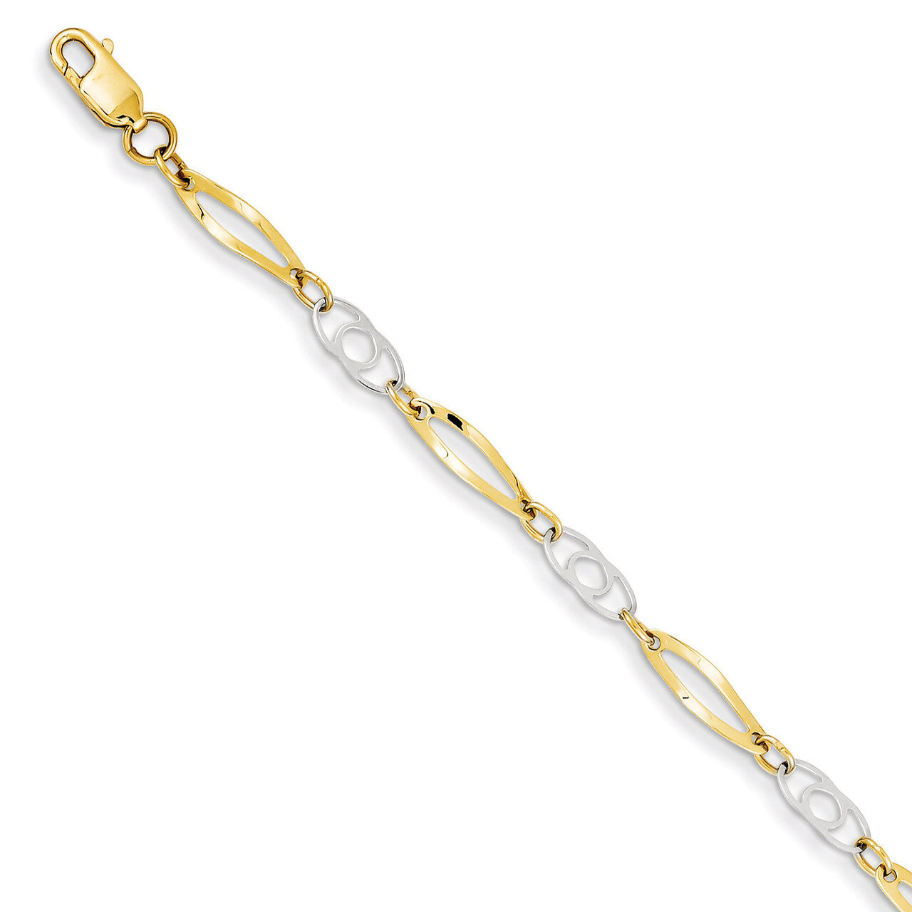 7in Polished Fancy Link Bracelet 7 Inch 14k Two-Tone Gold SF552-7
