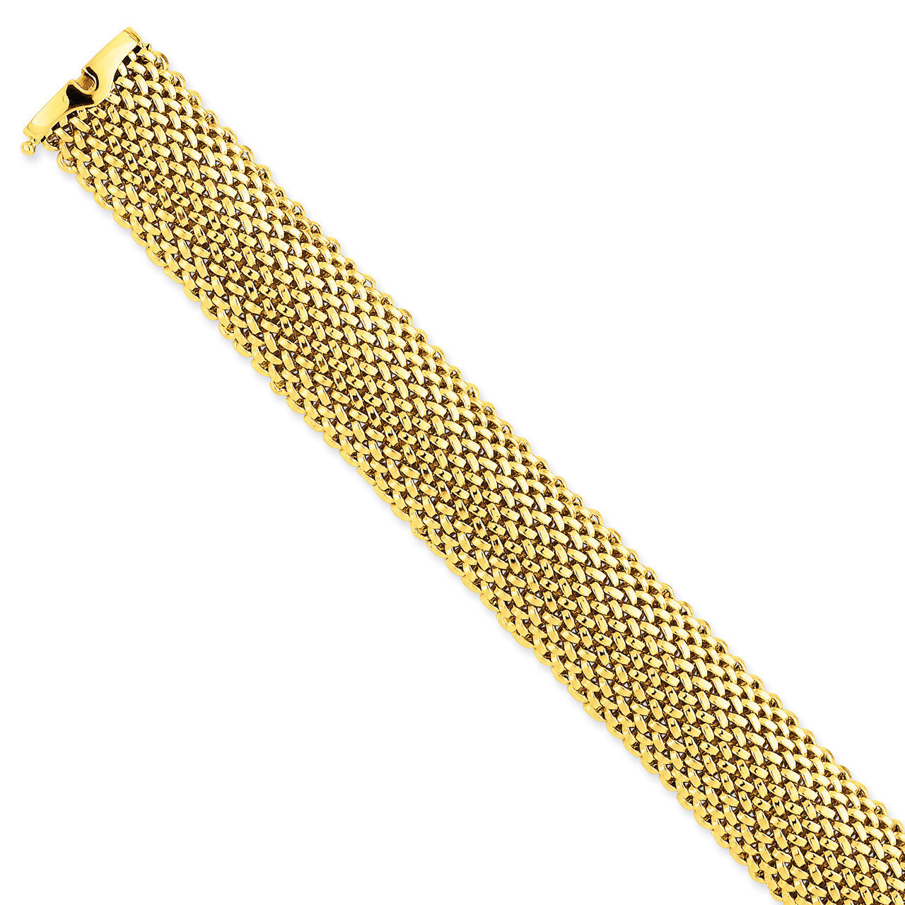18.75mm Polished Mesh Bracelet 7.25 Inch 14k Gold SF600-7.25