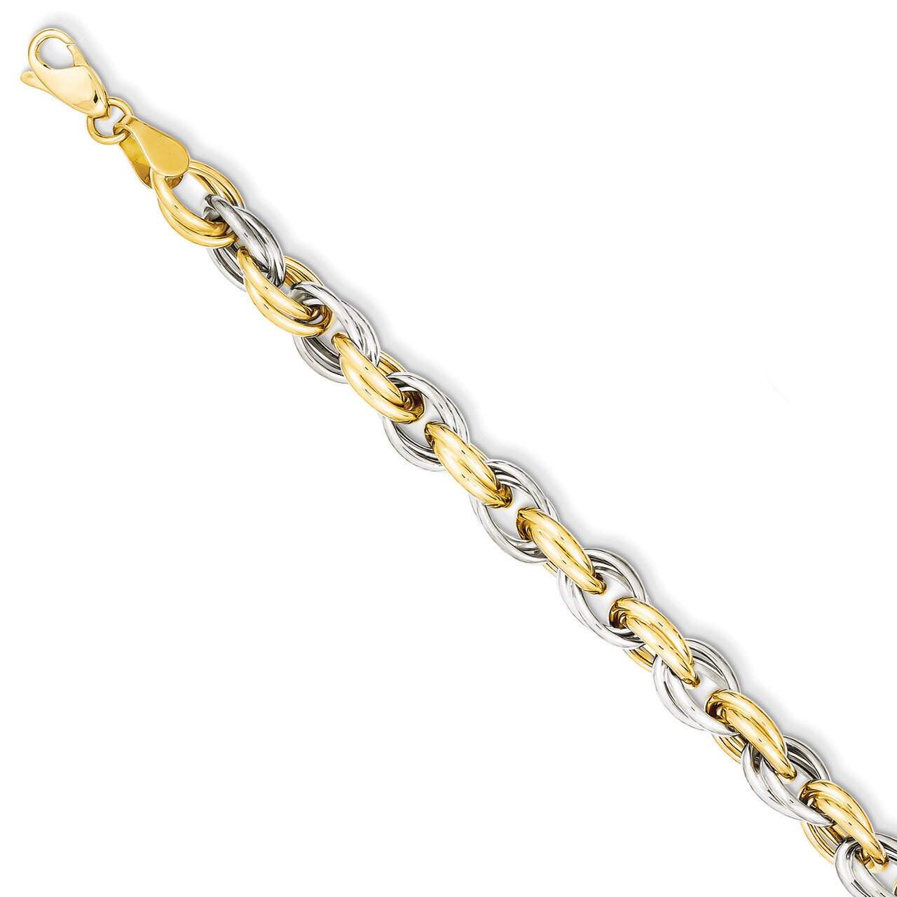 Fancy Hollow Link Bracelet 7.75 Inch 14k Two-Tone Gold SF993-7.75