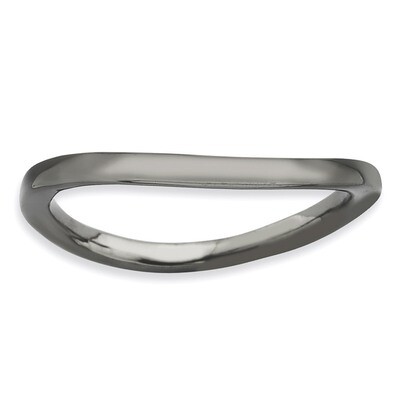 Black-plate Wave Ring - Sterling Silver Polished QSK711, MPN: QSK711, 886774223032