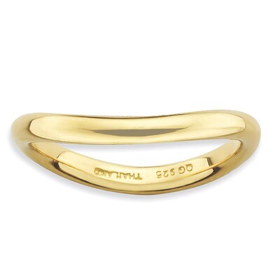 Gold-plate Wave Ring - Sterling Silver Polished QSK709, MPN: QSK709, 886774222875