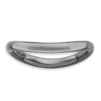 Black-plate Wave Ring - Sterling Silver Polished QSK707, MPN: QSK707, 886774176154