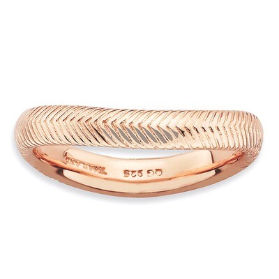 Pink-plate Wave Ring - Sterling Silver Polished QSK700, MPN: QSK700, 886774222431
