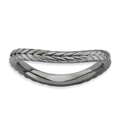 Black-plate Wave Ring - Sterling Silver Polished QSK723, MPN: QSK723, 886774223704