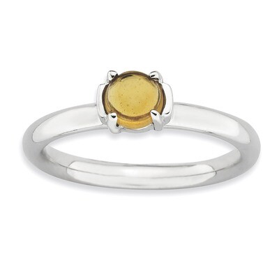 Citrine Rhodium-plated Ring - Sterling Silver QSK740, MPN: QSK740, 886774178004