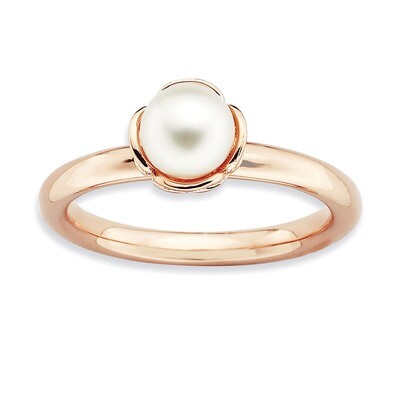 White Fresh Water Cultured Pearl Pink-plated Ring - Sterling Silver QSK750, MPN: QSK750, 8867741785…