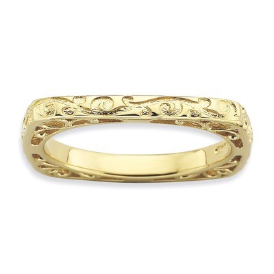 Gold-plate Square Ring - Sterling Silver Polished QSK754, MPN: QSK754, 886774224404