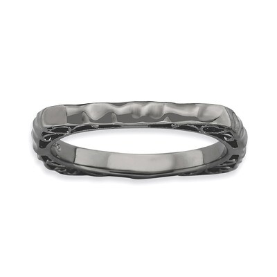 Black-plate Square Ring - Sterling Silver Polished QSK756, MPN: QSK756, 886774178660