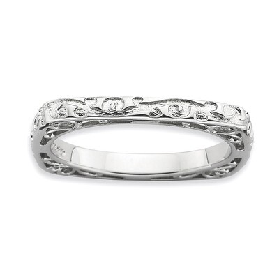 Square Ring - Sterling Silver Polished QSK755, MPN: QSK755, 886774224503