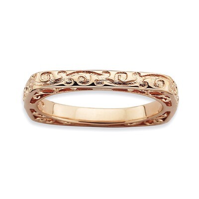 Pink-plate Square Ring - Sterling Silver Polished QSK753, MPN: QSK753, 886774224398