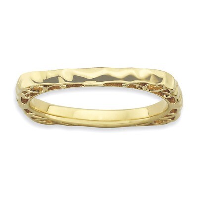 Gold-plate Square Ring - Sterling Silver Polished QSK758, MPN: QSK758, 886774178790