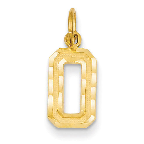 Casted Small Diamond Cut Number 0 Charm 14k Gold SN00