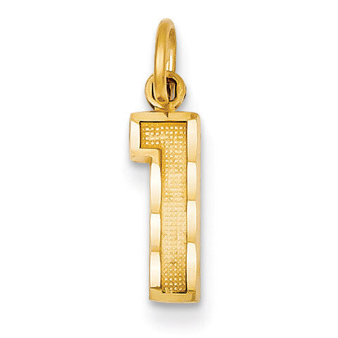 Casted Small Diamond Cut Number 1 Charm 14k Gold SN01