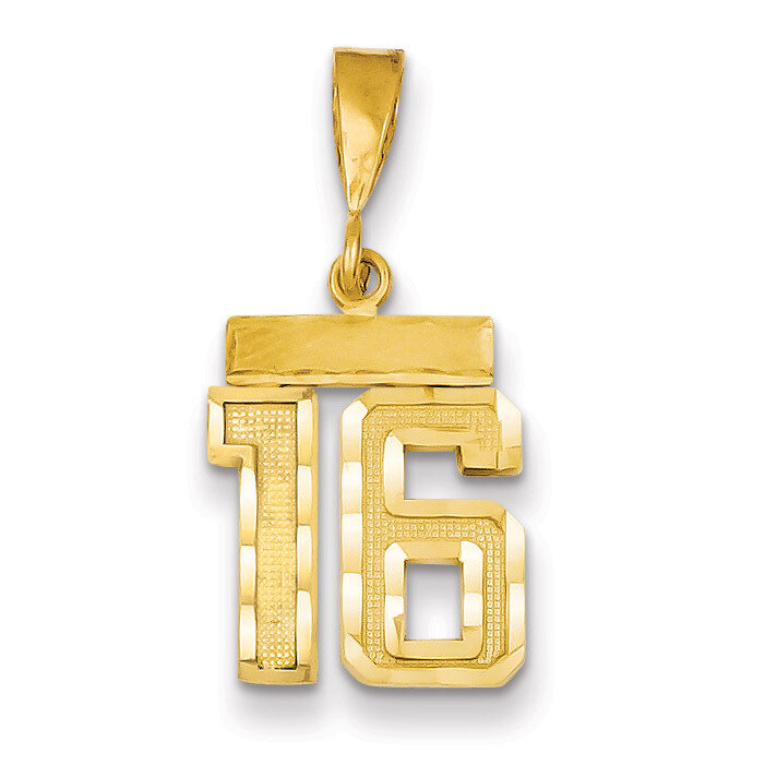 Small Diamond-cut Number 16 Charm 14k Gold SN16, MPN: SN16, 883957102634