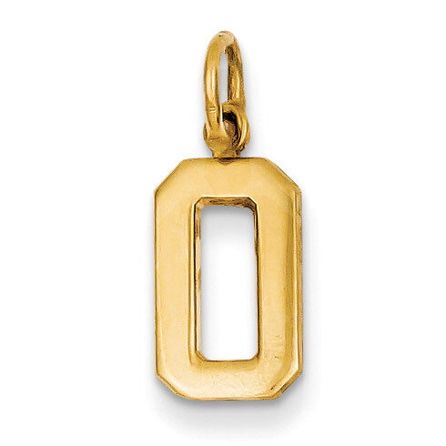 Casted Small Polished Number 0 Charm 14k Gold SP00