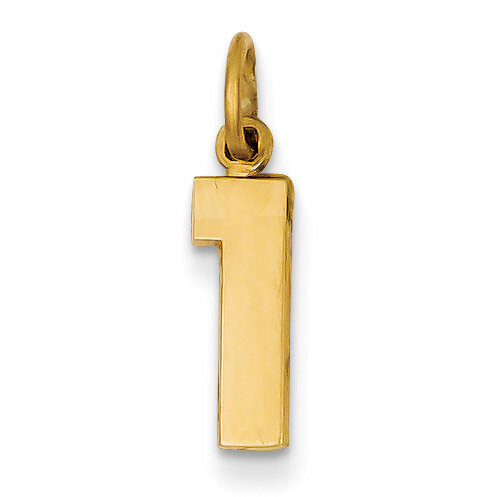 Casted Small Polished Number 1 Charm 14k Gold SP01