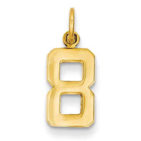 Casted Small Polished Number 8 Charm 14k Gold SP08