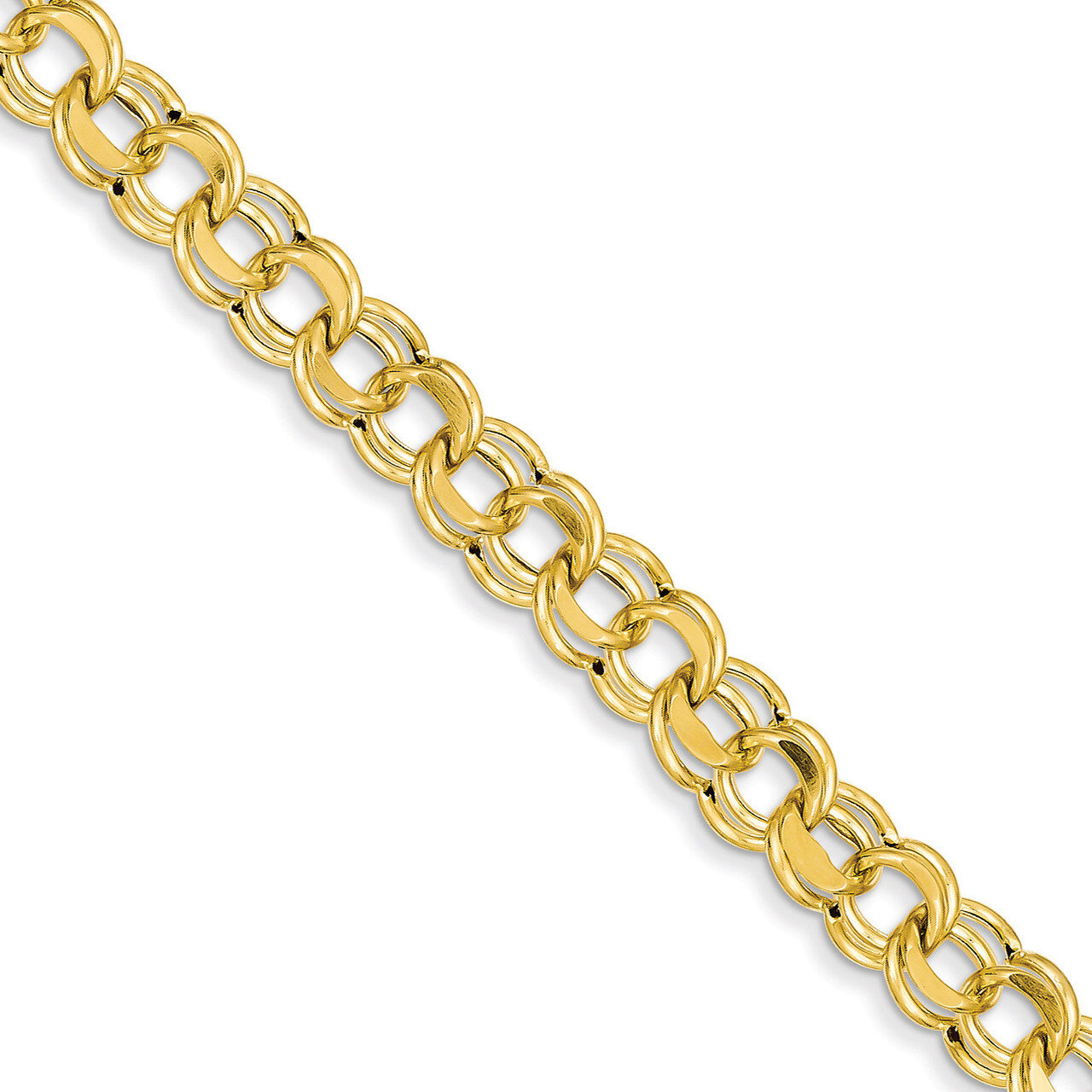 Lite 8.5mm Double Link Charm Bracelet 7.25 Inch 14k Gold SSD5-7.25