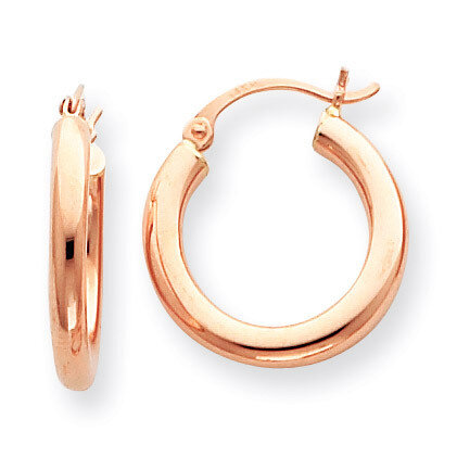 3mm Hoop Earrings 14k Rose Gold T1004, MPN: T1004, 883957285962