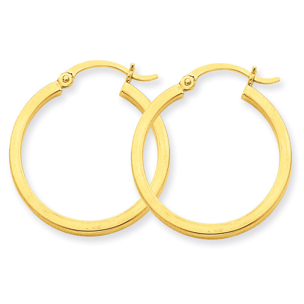 2mm Square Tube Hoop Earrings 14k Gold T1077, MPN: T1077, 883957286198