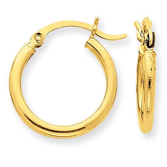 2mm Round Hoop Earrings 14k Gold Polished T1124