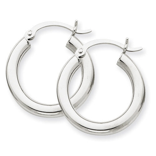 3mm White Hoop Earrings 14k Gold T1125L, MPN: T1125L, 883957286327
