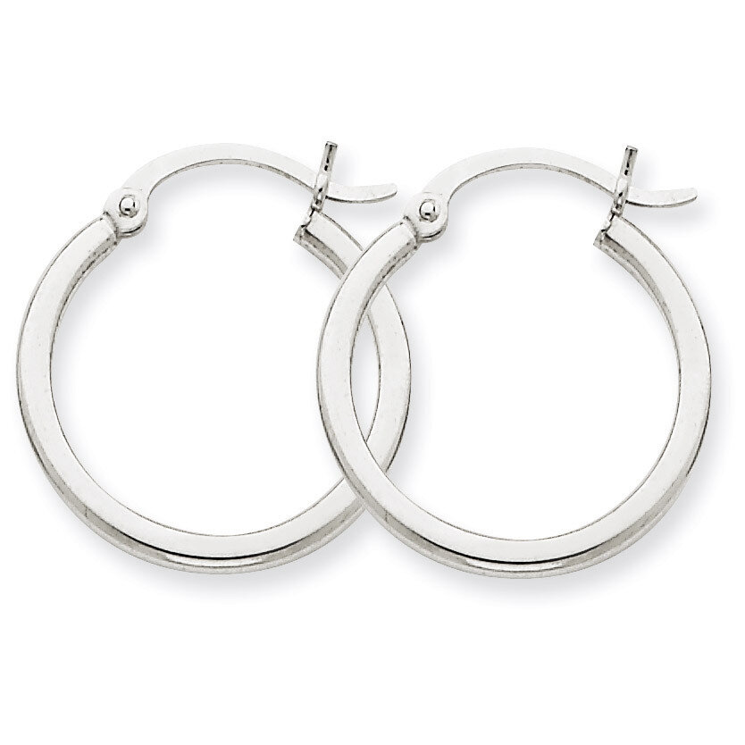 2mm Round Hoop Earrings 14k White Gold T828, MPN: T828, 883957286396