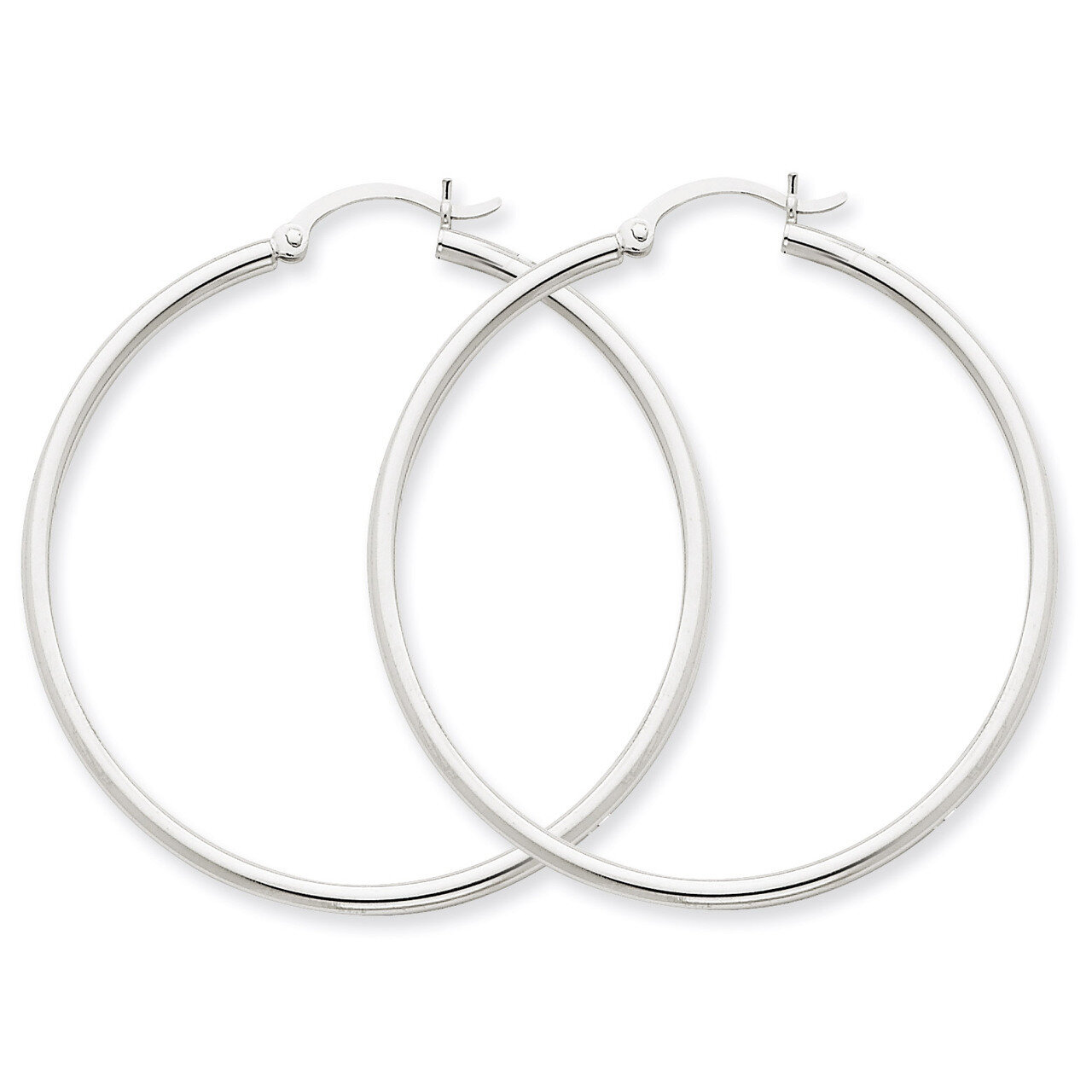 2mm Round Hoop Earrings 14k White Gold T832, MPN: T832, 883957286471