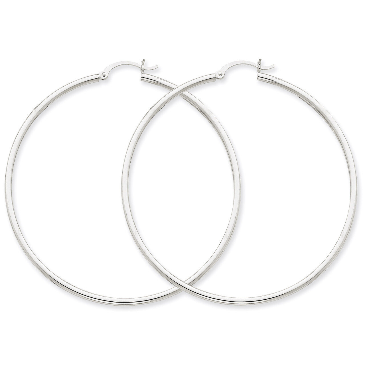 2mm Round Hoop Earrings 14k White Gold T835, MPN: T835, 191101371936