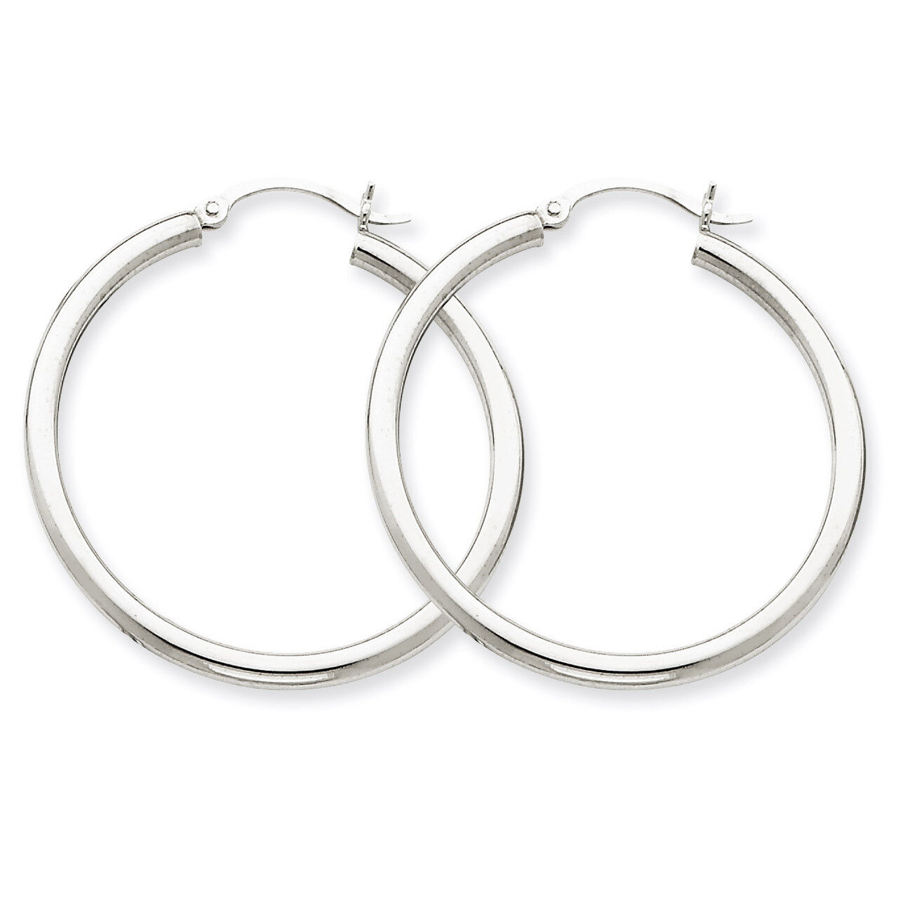 2.5mm Round Hoop Earrings 14k White Gold T837, MPN: T837, 883957718637